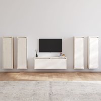 Berkfield Home TV Cabinets 5 pcs White Solid Wood Pine