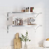 Berkfield Home Wall Shelves 2 pcs 75x30 cm Silver Stainless Steel