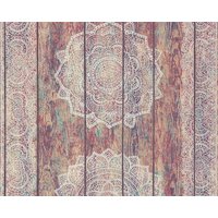 A.S. Paisley Print Textured Floral Non Woven Faux Wood Panel Wallpaper