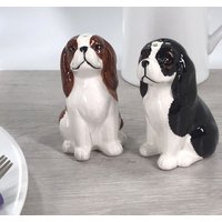 Animal Crackers Cavalier King Charles Spaniel Ceramic Salt & Pepper Shaker Set in White