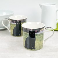 Animal Crackers Black Cat Fine China Mug by Leonardo, In Gift Box in Bright Green