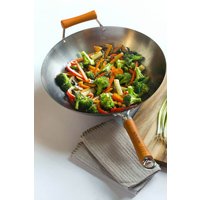 Ken Hom Excellence Carbon Steel Seasoning Wok 32cm - Silver