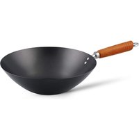 Ken Hom Classic Carbon Steel Non Stick Wok 31cm with Wooden Handle - Black