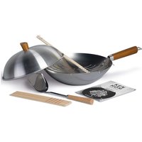 Ken Hom Classic Carbon Steel Non Stick Seasoning Wok Set 31cm - Silver