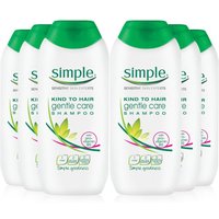 Simple Women's Gentle Shampoo 6x200ml Sensitive Scalp in White