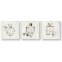 Art for the Home Pretty Perfume Bottles Set of 3 Canvas Printed Canvas in Beige