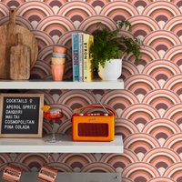 Graham & Brown Curve Earth Wallpaper in Pink | Size: 10000mm x 520mm