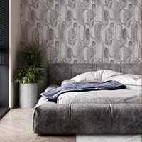 Sublime Oval Shapes Geometric Grey Wallpaper in White | Size: 10000mm x 520mm