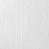 Superfresco Paintable Cameo Stripe Textured White Durable Wallpaper | Size: 10000mm x 520mm