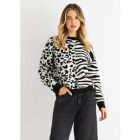 Gini London Women's Black Zebra Knit Jumper