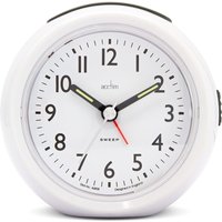 Acctim Grace Non-Ticking Sweep Analogue Bedroom Alarm Clock in White