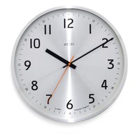 Acctim Klar Wall Clock Non-Ticking Sweep Metal Case 12/24 Dial Quartz Brushed Metal 40cm in Metallic Silver