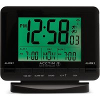 Acctim Delaware Digital Alarm Clock Radio Controlled Dual Couples Alarm Date & Temperature Display in Black