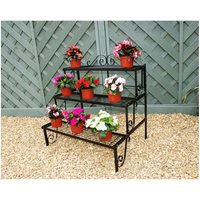 Poppyforge 3 Tier Garden Pot Stand - Steel - L63.5 x W82.5 x H76.2 cm - Black