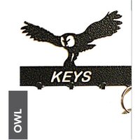 Poppyforge Owl Key Holder - Rack - Solid Steel - W15 x H9 cm - Black