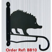 Poppyforge Hedgehog Feature Bracket, Steel Hanging Basket Holder - H33 cm - Black