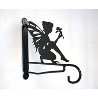 Poppyforge Fairy With Flower - Steel Hanging Basket Holder - H33 cm - Black