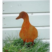 Poppyforge Duck on Stake - Steel Garden Ornament - Steel - H30 cm - BM/RtR in Brown