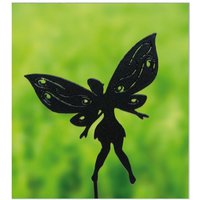 Poppyforge Small Fairy Silver - Garden Ornament - Solid Steel - H30 cm - Black