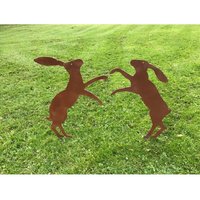 Poppyforge Fenland Hare's 2Pc. - Steel - W39 x H45.7 cm - Powder Coated Black in Brown