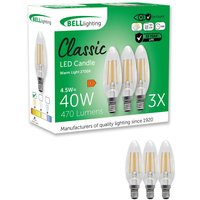 E14 Dimmable LED Filament Bulb Warm 4.5W 470lm Candle Light Bulb Pack 6