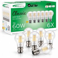 BELL Lighting B22 LED Light Bulb Warm White 7W 810lm Bayonet Cap for Home Lighting | Size: Pack of 6