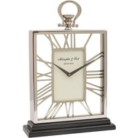 Libra Interiors Silver & Black Skeletal Mantel Clock