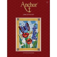 & STAINED GLASS B FLY Long Stitch Kit Stained Glass Butterfly Anchor