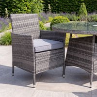 Charles Bentley Garden Outdoor Pair of Rattan Dining Chairs Natural/Grey in Grey