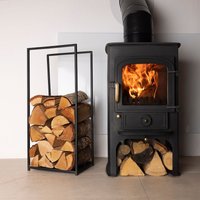 Charles Bentley Dogwood Log Holder Iron Solid Base Tall Frame Black Matte Contemporary Design
