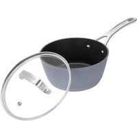Forged Aluminium Non stick Saucepan Glass Lid 20cm Dark Slate
