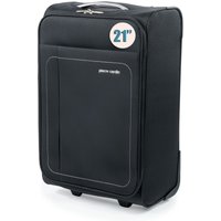 Pierre Cardin Soft Shell Wheeled Cabin Friendly Suitcase Lightweight Travel Luggage in Black | Size: Small