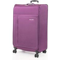 Pierre Cardin Soft Shell Wheeled Hold Suitcase Lightweight Long Haul Travel Luggage in Purple | Size: Large