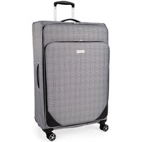 London Fog The Newbury Soft Shell Hold Luggage 4 Spinner Wheeled Suitcase in Black | Size: Large
