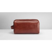 Cognac Leather Wash Bag Bathroom Travel Essentials
