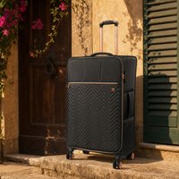 Gino Ferrari Biella Soft Shell Suitcase Lightweight Hold Luggage with Tested Wheels in Black | Size: Large