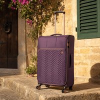 Gino Ferrari Biella Soft Shell Suitcase Lightweight Hold Luggage with Tested Wheels in Purple | Size: Medium