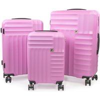 Pierre Cardin Soleil Wheeled Hard Sided 3pc Suitcase Set TSA Luggage Locks Pink in Pale Pink | Size: 3 Pack