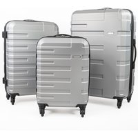 Gino Ferrari Lightweight Hard Shell Suitcases - Wheeled Hold & Cabin Luggage in Silver | Size: 3 Pack