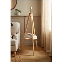 ValueLights Morrigan Free Standing Wooden Tripod Shelved Floor Lamp Base in Light Oak