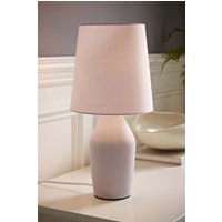 ValueLights Arlo Compact Ceramic Table Lamp with Fabric Shade in Lilac