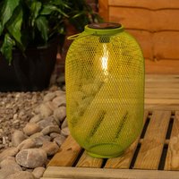 ValueLights Metal Mesh Basket Solar Powered Outdoor Garden Lantern Light in Bright Green
