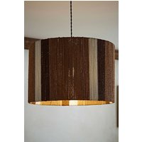 ValueLights Erica Natural Rattan Stripe Drum Ceiling Pendant Lamp Shade