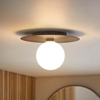 ValueLights Darla Frosted Globe IP44 Rated Bathroom Flush Ceiling Light in Dark Navy