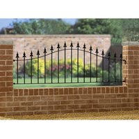 Burbage Iron Craft Saxon Spear Top Arched Railing Panel, Steel, Fits Gap of 1830 x 660 mm in Black