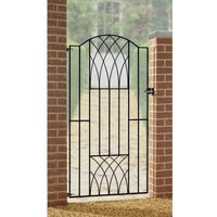 Burbage Iron Craft Abbey Modern Verona Tall Bow Top Single Gate, Fits Gap W880 x H1798 mm in Black