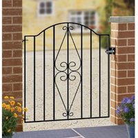 Burbage Iron Craft Stirling Scroll Henley Low Bow Top Single Gate, Fits Gap W955 x H946mm in Black