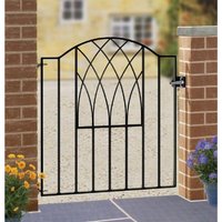 Burbage Iron Craft Abbey Modern Verona Low Bow Top Single Gate, Fits Gap - W880 x H940 mm in Black