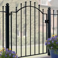 Burbage Iron Craft Manor-Weston Low Ball Top Single Gate, Fits Gap of 880 x 1041 mm High in Black