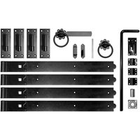 Burbage Iron Craft 24 Inch Double Gate Fittings Set Hook & Band Hinge, Latch, Drop Bolt in Black
